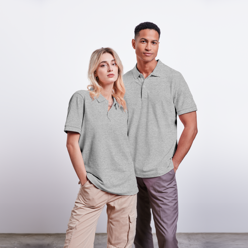 Unisex Organic Polo Shirt PREPSTER mit individuellem Brustlogo - heather grey