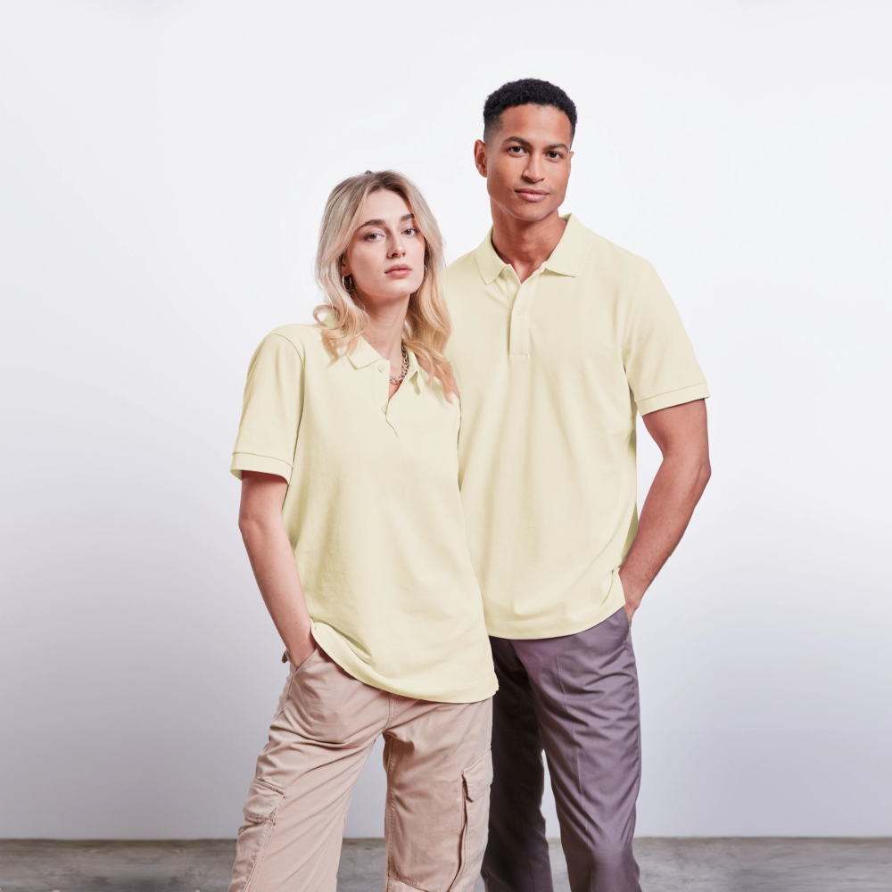 Unisex Organic Polo Shirt PREPSTER mit individuellem Brustlogo - soft Ecru