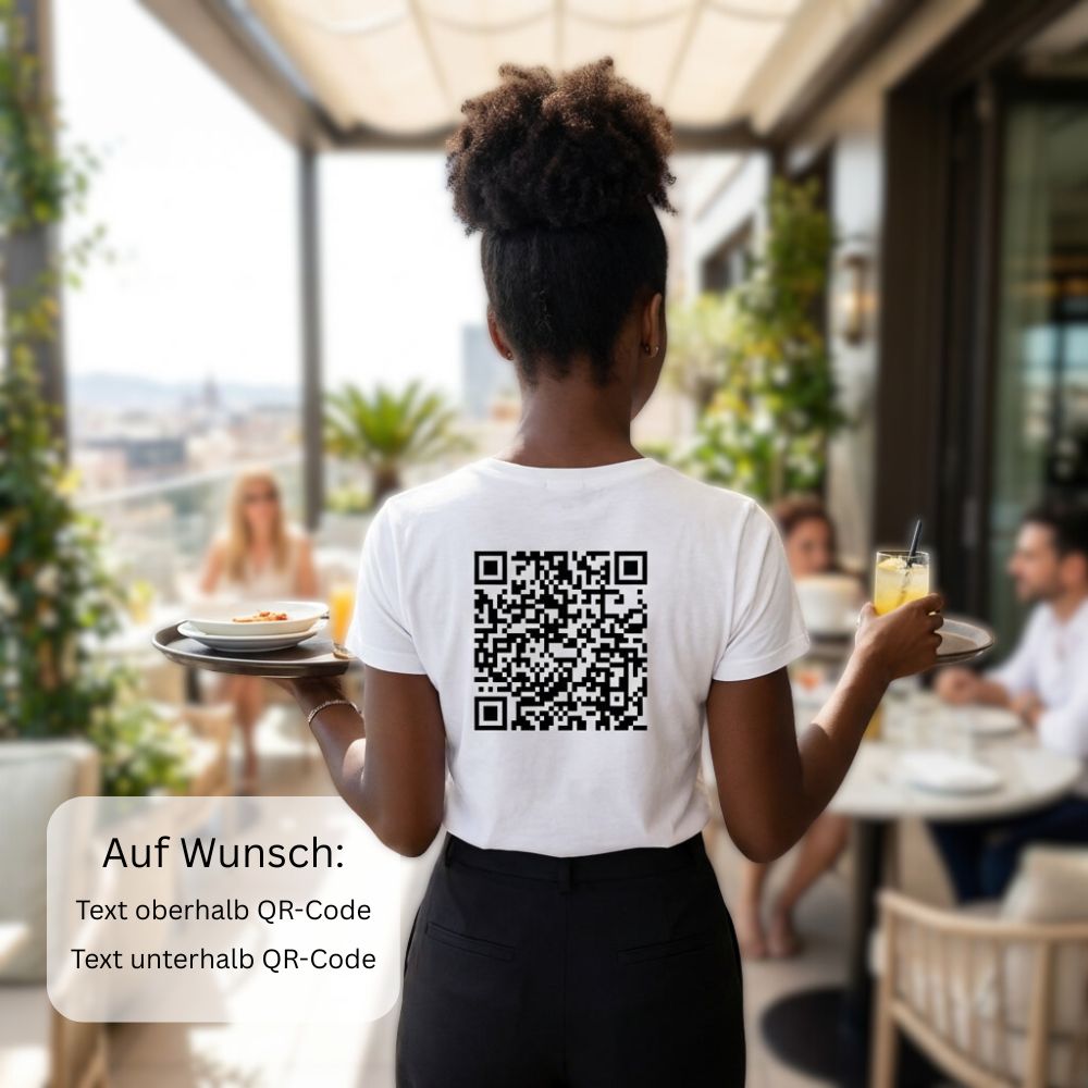 T-Shirt für Männer, weiß, QR-Code, Gewerbe