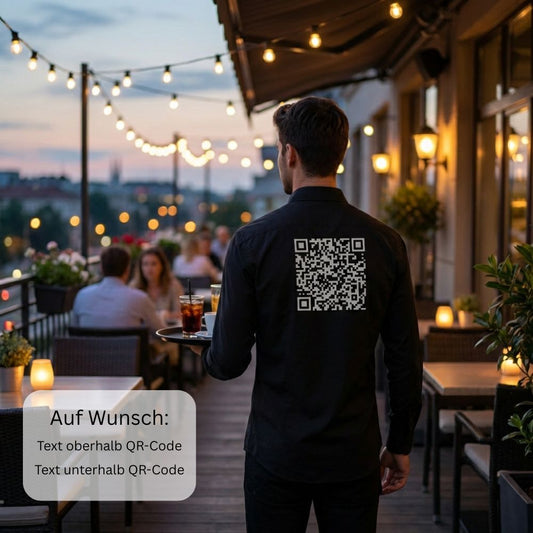 Oxford Shirt schwarz mit QR-Code